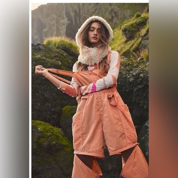 Free People orange Chaparral Hike Onesie jumpsuit overalls size small brand new - Picture 2 of 4